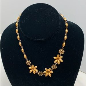 VCLM‎ peach orange floral rhinestone necklace